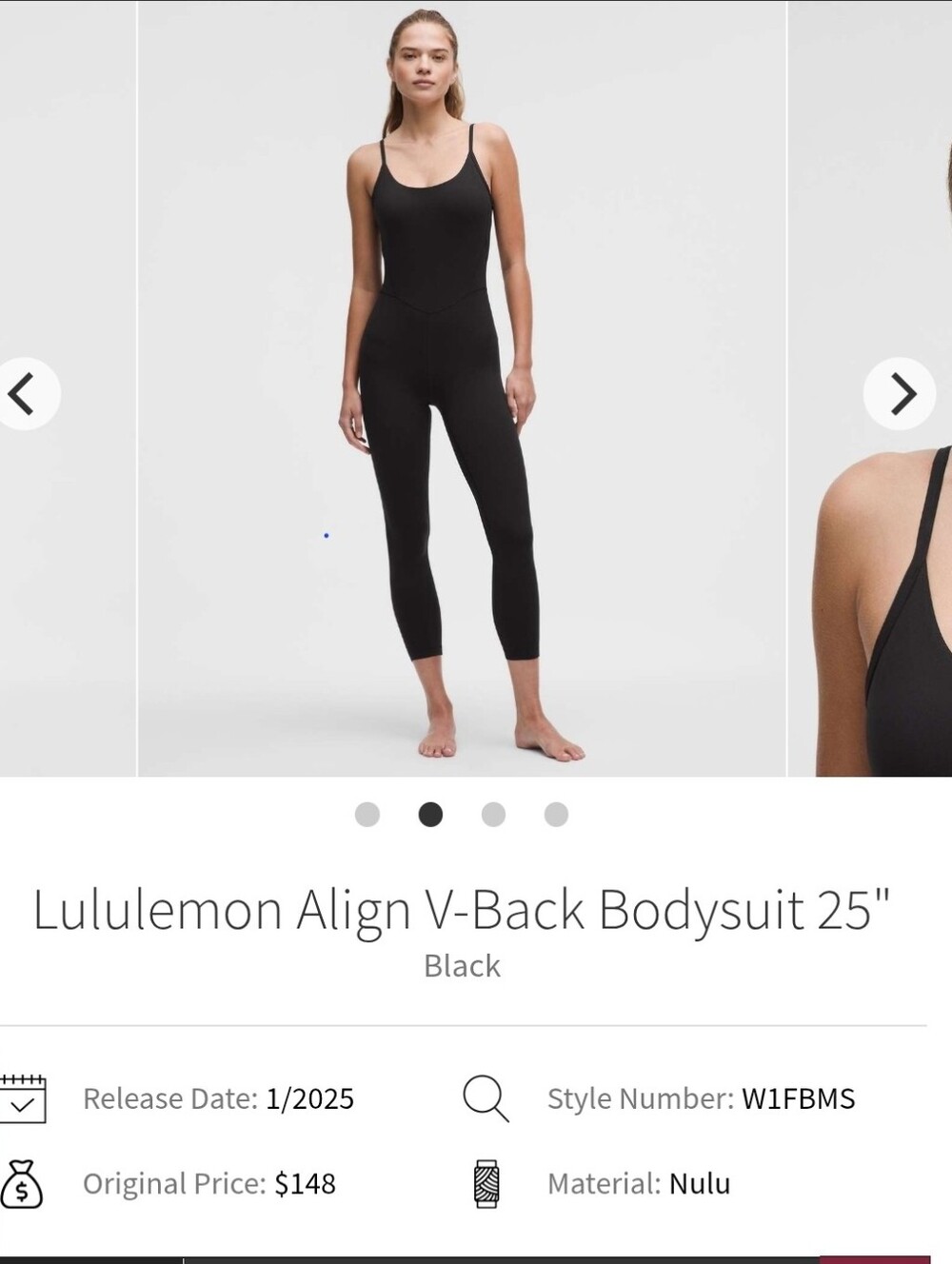 Lululemon Align V-Back Bodysuit in Black
